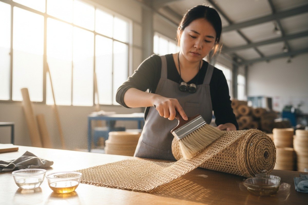 Treating mold and blackening on natural rattan cane webbing furniture materials (ID#1)