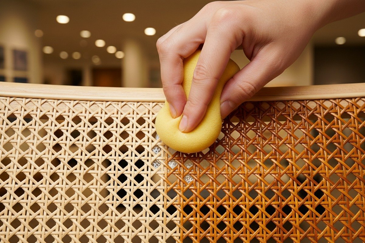 Maintenance tips for preventing rattan blackening including oil conditioning and humidity control (ID#5)