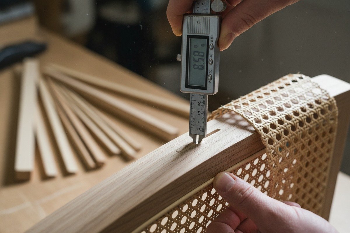 Choosing Correct Spline Size Measuring groove width and depth to select the correct reed spline size for rattan (ID#2)