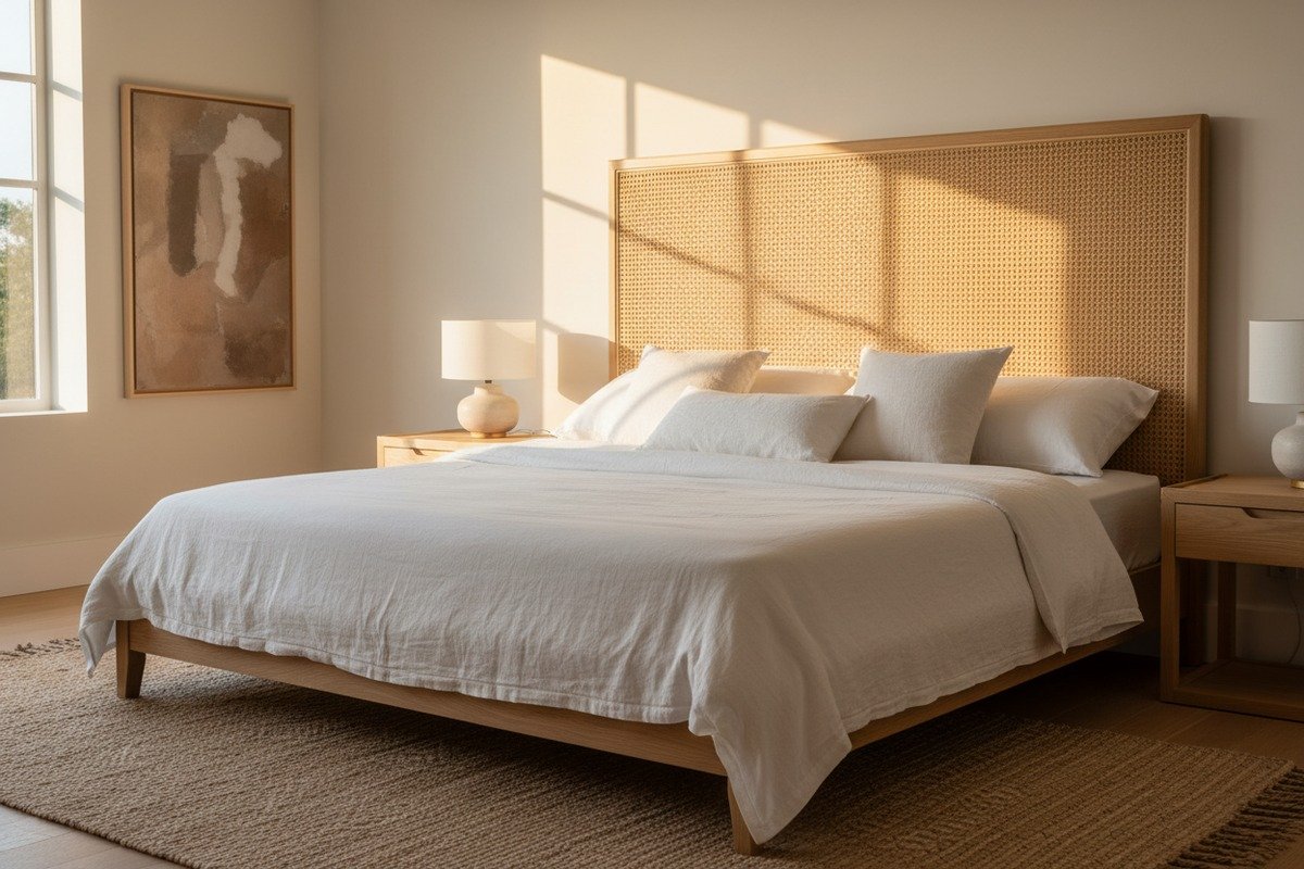 High-quality rattan cane webbing used for manufacturing premium furniture headboards (ID#1)