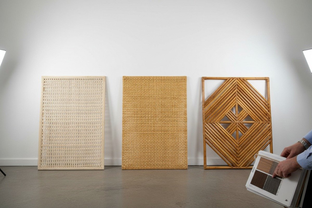 Trending hexagonal radio weave and diamond geometric rattan patterns for commercial furniture projects (ID#3)