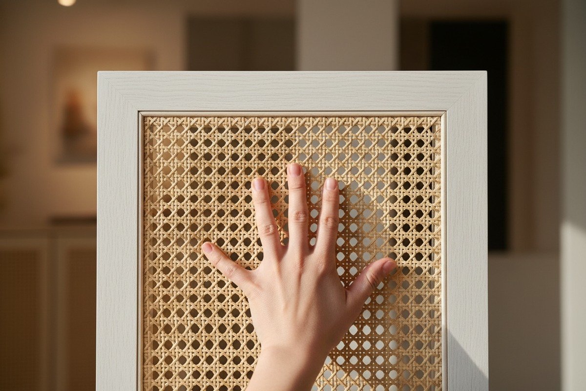 Spannungsunterstützung des Holzrahmens Robuster Holzrahmen mit Zapfenverbindungen zur Aufnahme der Spannung von handgewebtem Rattan (ID#3)