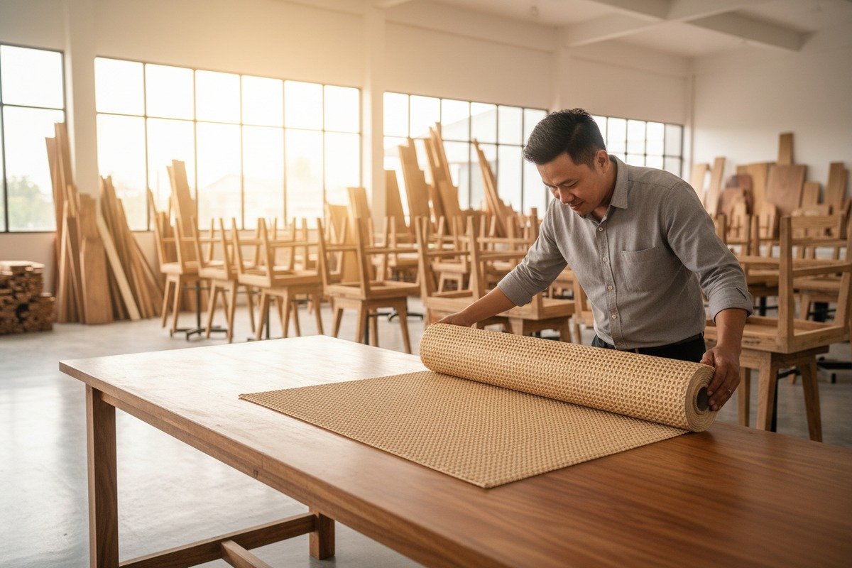 Inspecting rattan shipment for hidden damage by unrolling samples and using a moisture meter (ID#5)
