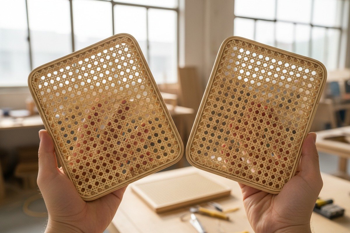 Comparaison du cannage en rotin naturel de grade A et des options synthétiques pour les projets d'écran de bricolage (ID#2)