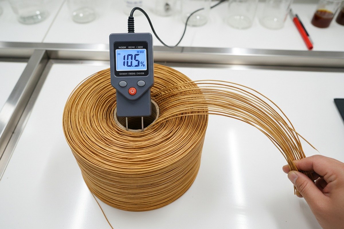 Measuring roll width and checking uniform weaving tension for consistent rattan webbing quality (ID#4)