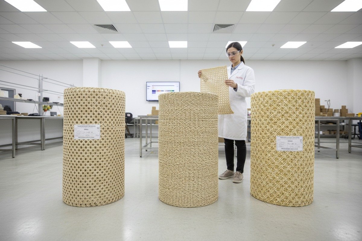 Surface and Color Checks Surface defect and color consistency checks for rattan webbing pre-shipment inspection reports (ID#3)