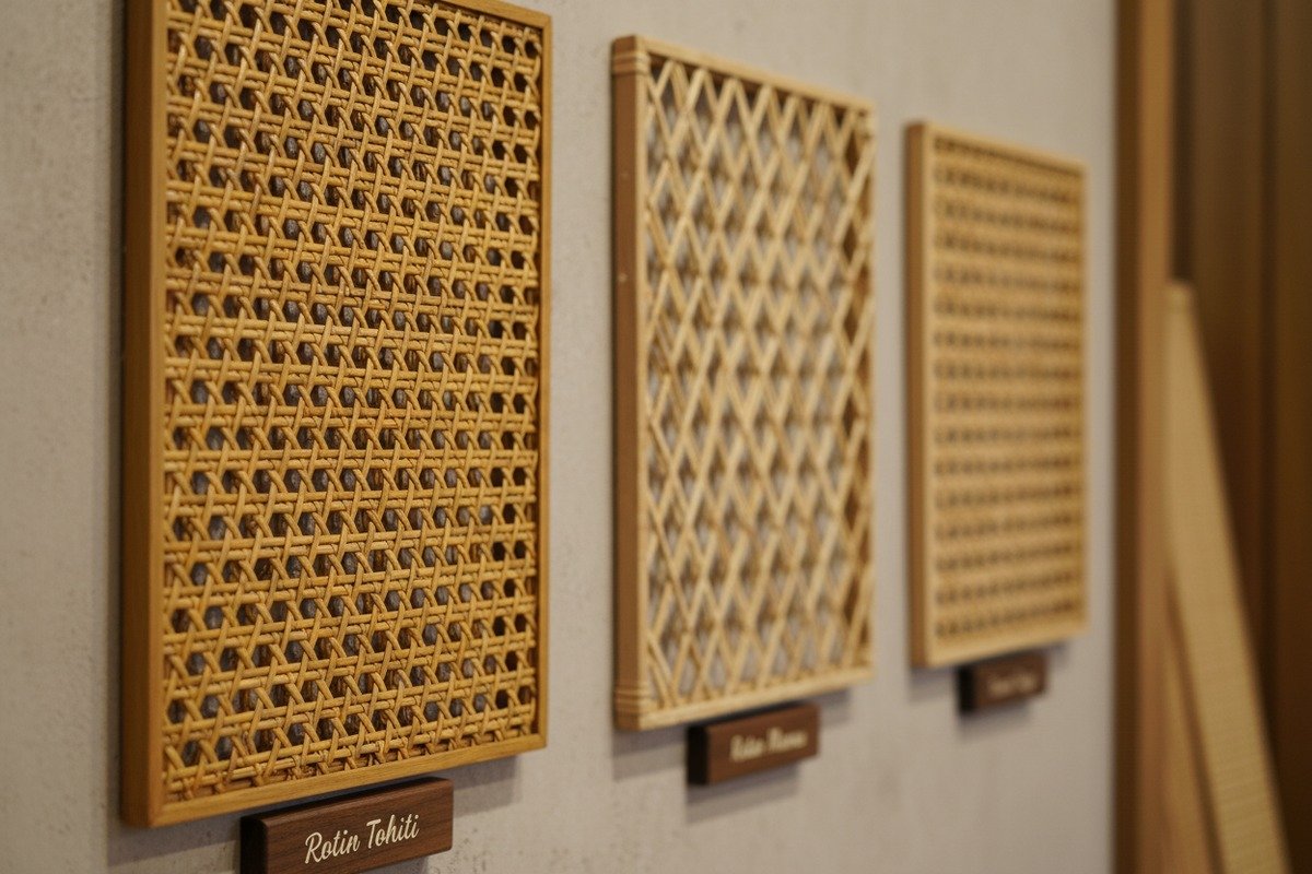 Various rattan weave patterns including hexagonal and diamond designs for furniture factory customization (ID#5)