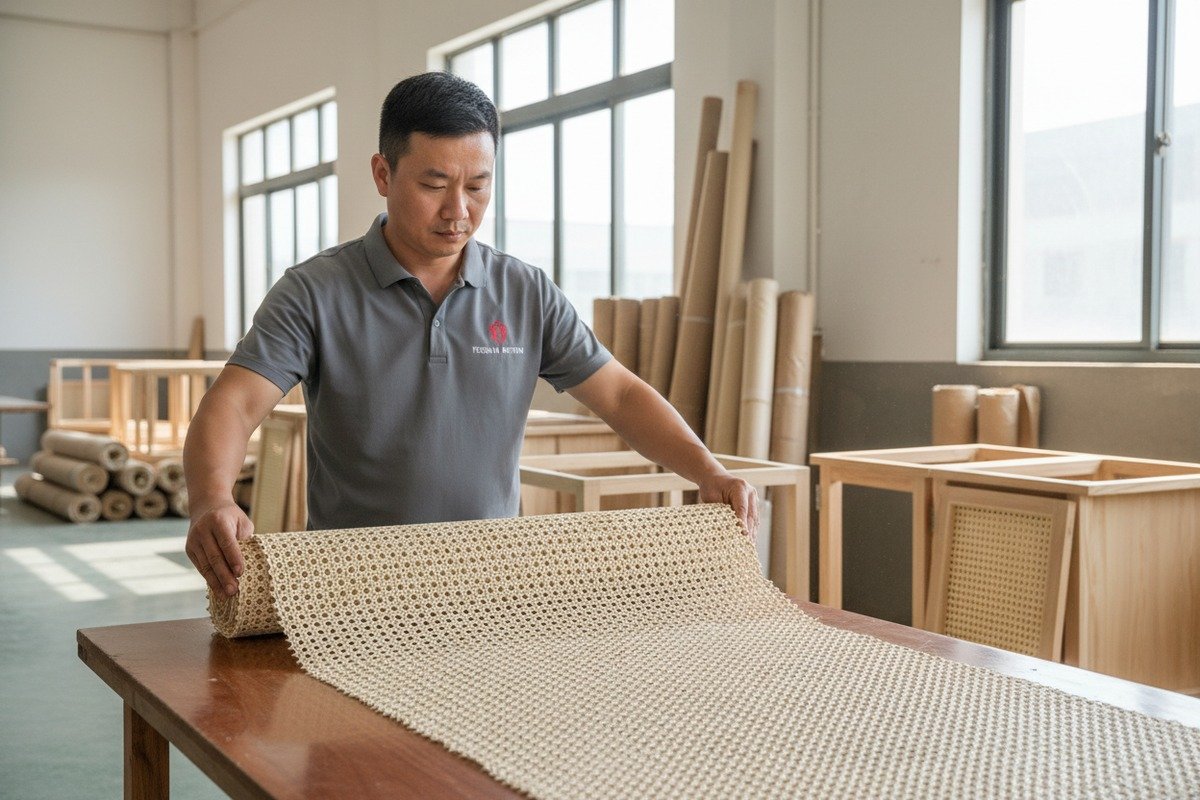 Testing the toughness and quality of rattan cane webbing during the sourcing process (ID#1)
