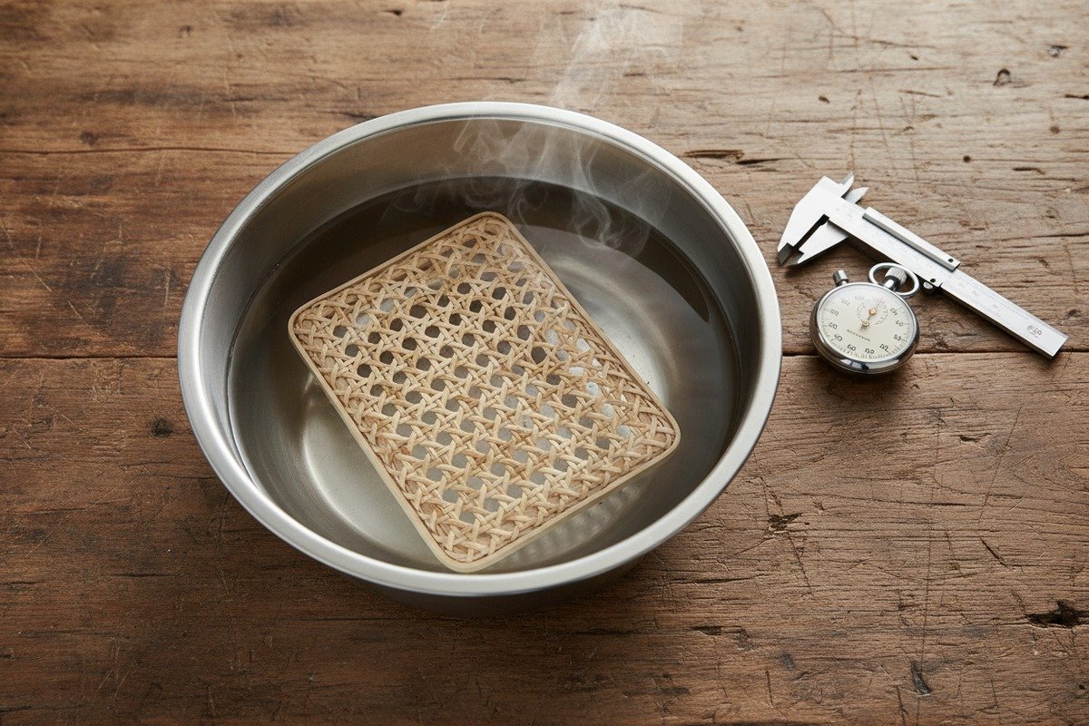 Comparison between Grade A rattan with smooth skin and lower-quality rattan with surface imperfections (ID#3)