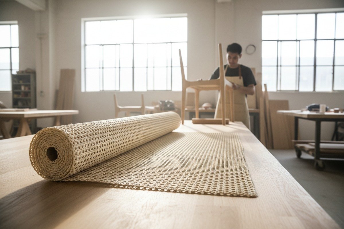 Hochwertiges gebleichtes Rattanrohrgeflecht, das die Auswirkungen des Bleichprozesses zeigt (ID#1)