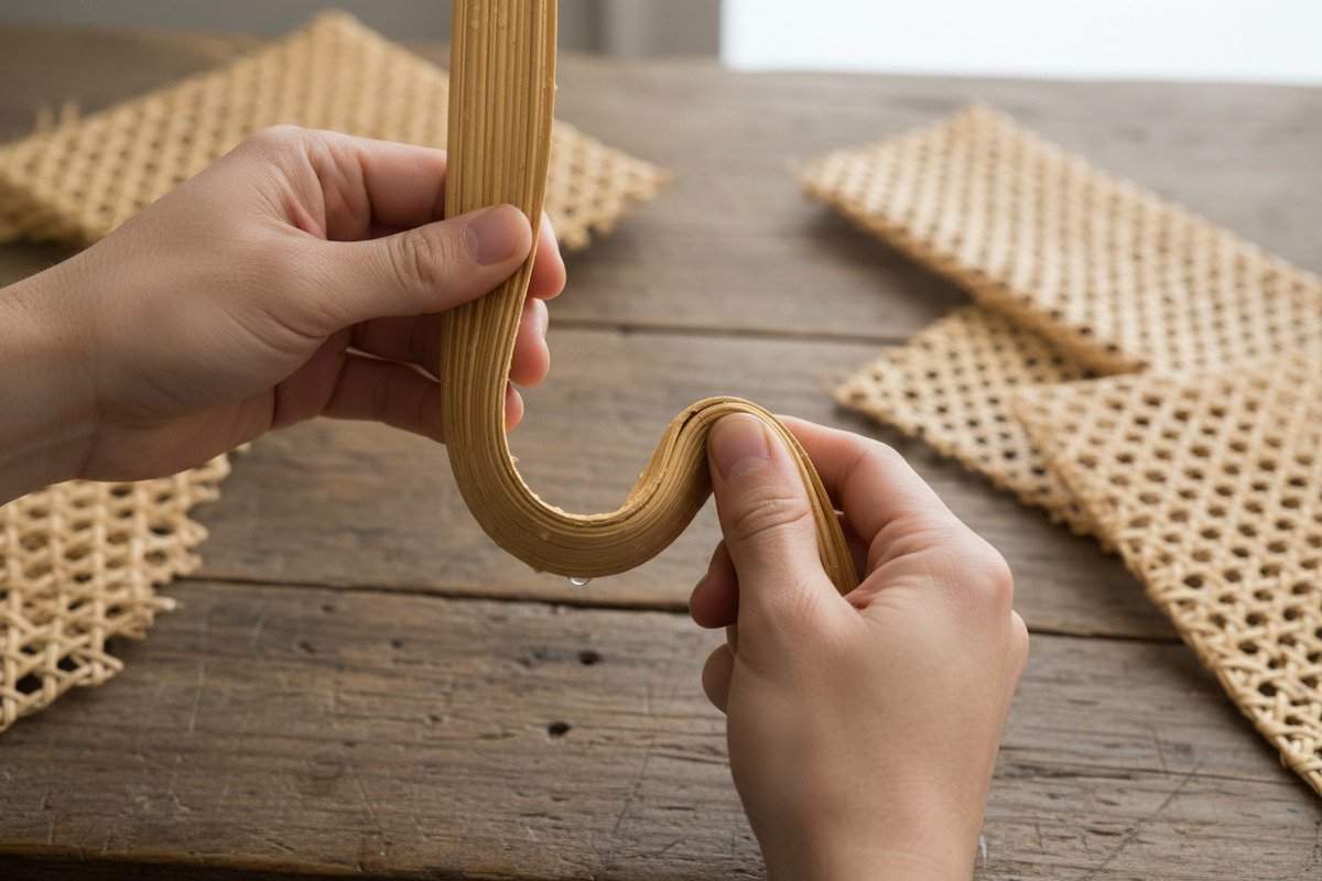 Riesgos de remojar demasiado el ratán Discolored and weakened rattan fibers caused by over-soaking the material too long (ID#4)