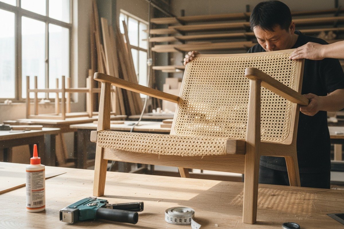 ربط قماش الروطان الطبيعي بإطار خشبي للأعمال اليدوية (ID#1)