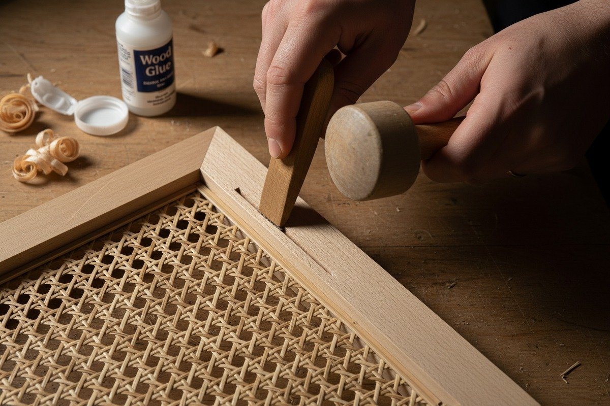 تثبيت قماش الروطان على إطار خشبي باستخدام دبابيس أو طريقة أخدود الشق (ID#3)