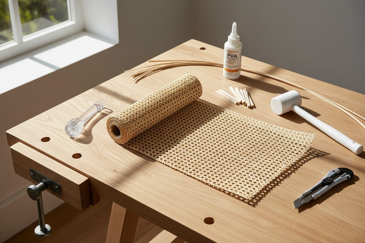 Essential specialized tools for professional rattan cane webbing installation projects (ID#1)