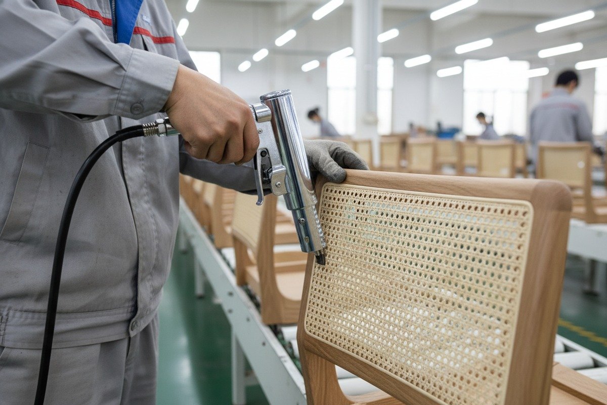 Professional pneumatic staplers for high-volume rattan furniture production and secure fastening (ID#3)