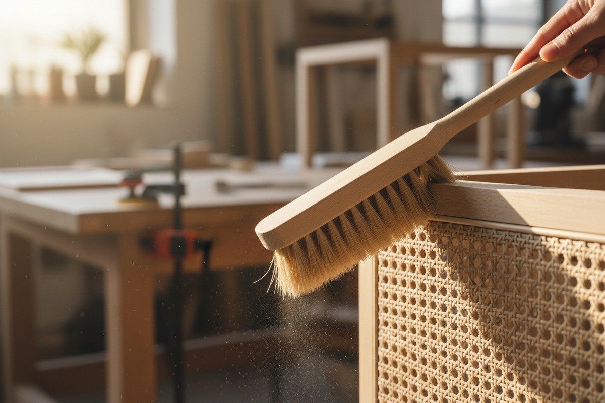 Méthodes de nettoyage sûres pour le rotin Nettoyage doux des fibres de rotin naturelles avec un chiffon doux et de l'eau savonneuse douce (ID#2)