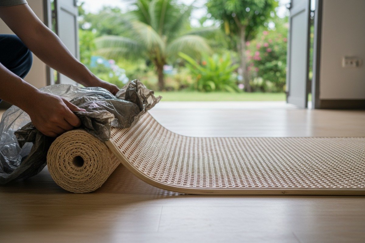 Secado seguro de la cincha de ratán Secado seguro de cinchas de ratán húmedas en áreas sombreadas con ventiladores para evitar deformaciones (ID#2)