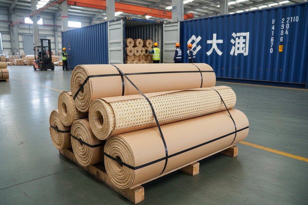 Wholesale rattan cane webbing packaging process for secure international sourcing and shipping (ID#1)