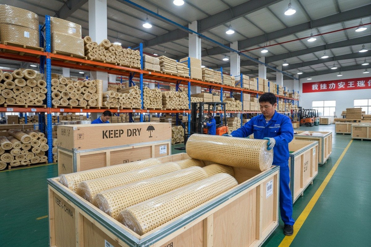 تقنيات التعبئة الواقية لمنع تلف قصب الروطان المنسوج أثناء الشحن (ID#1)