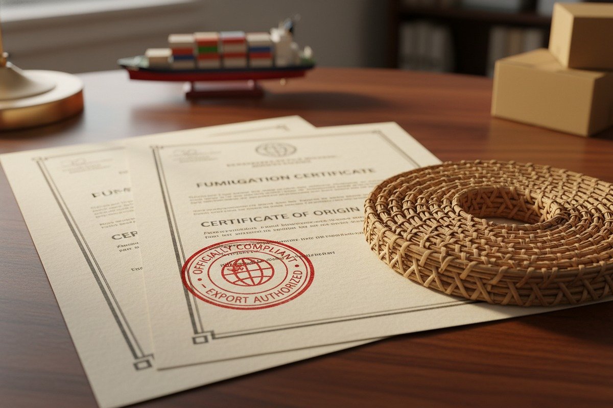 Documents juridiques et procédures douanières essentiels pour l'importation de cannage en rotin naturel (ID#5)