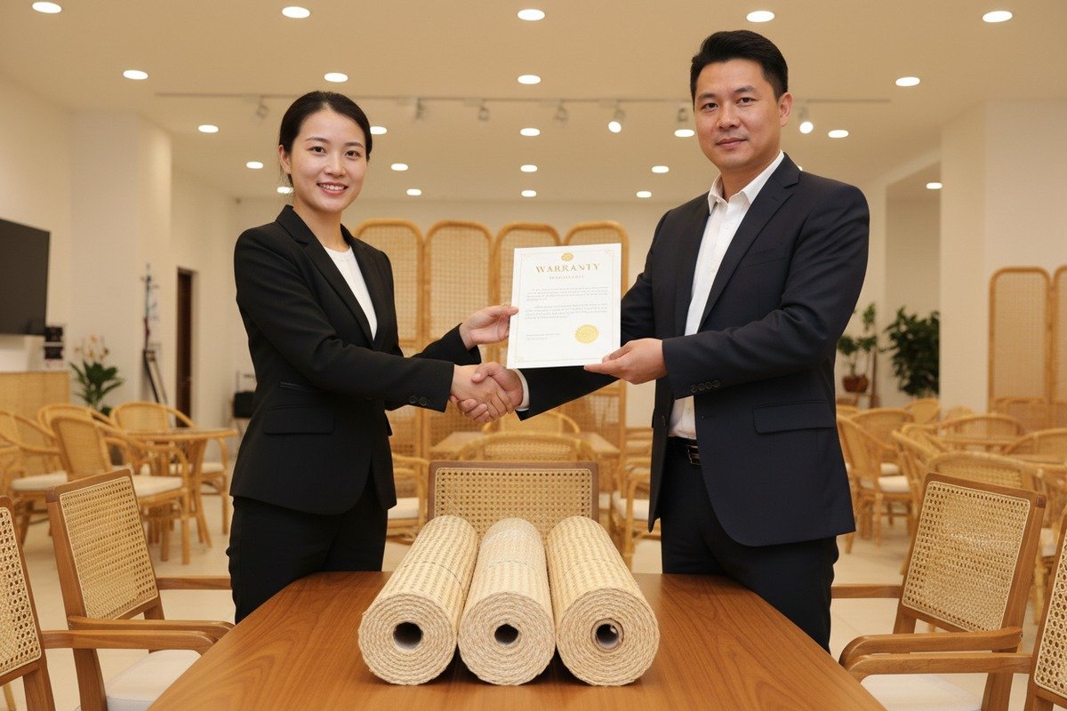 Professional after-sales services provided by wholesale rattan cane webbing suppliers for business clients. (ID#1)