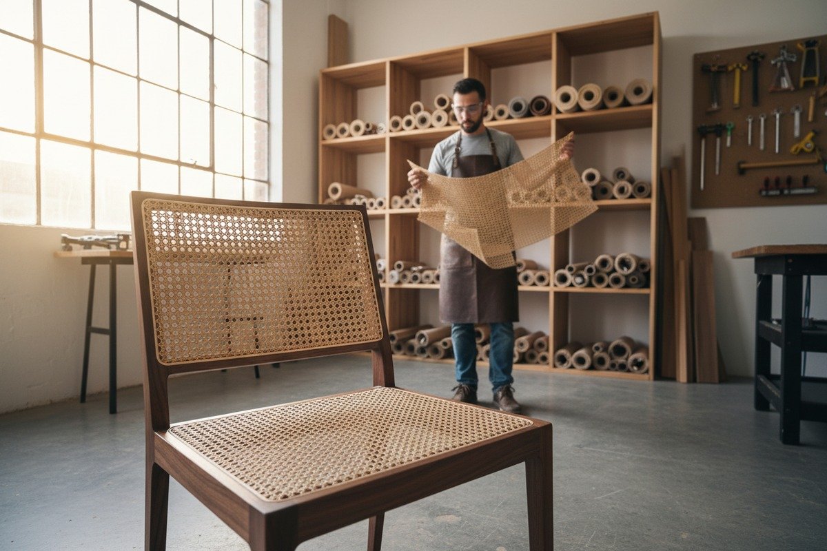 Correctly processed rattan webbing showing smooth edges and uniform color to prevent future breakage (ID#5)