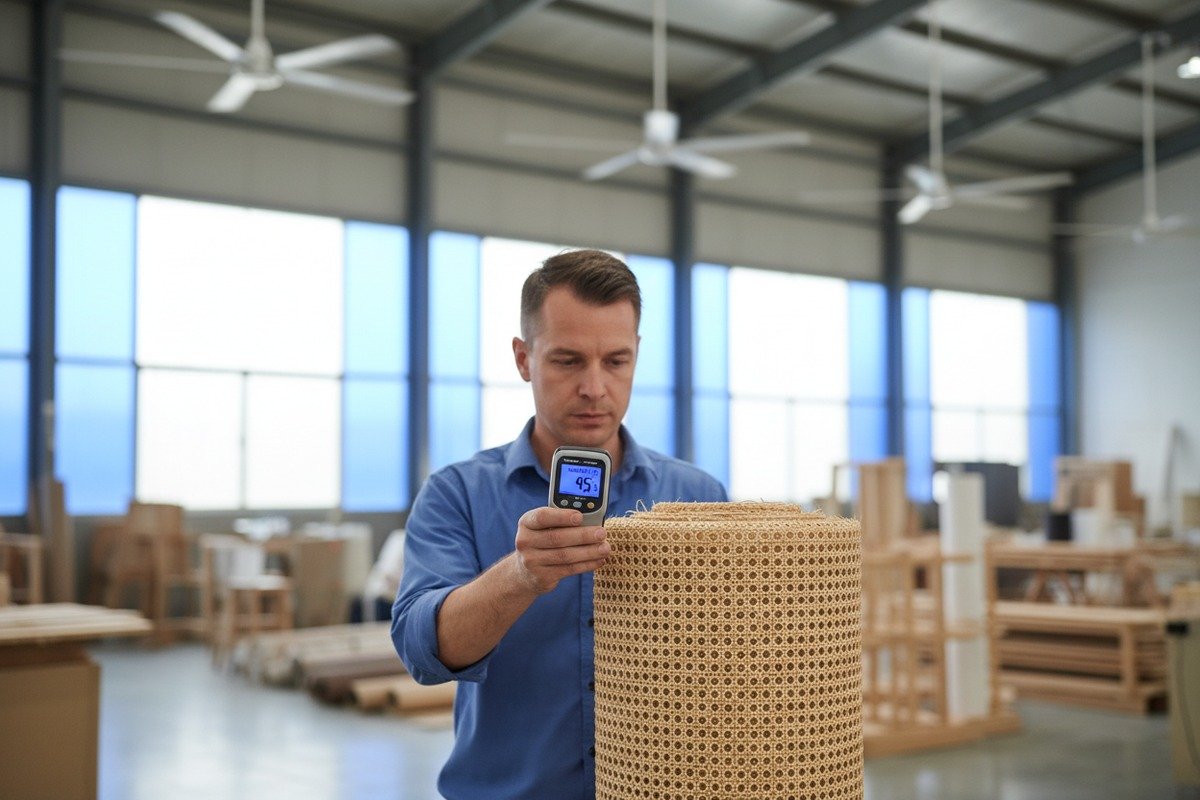 Protección del inventario a granel de ratán Protegiendo el inventario a granel de ratán del polvo y las plagas con tela transpirable y estanterías elevadas (ID#4)