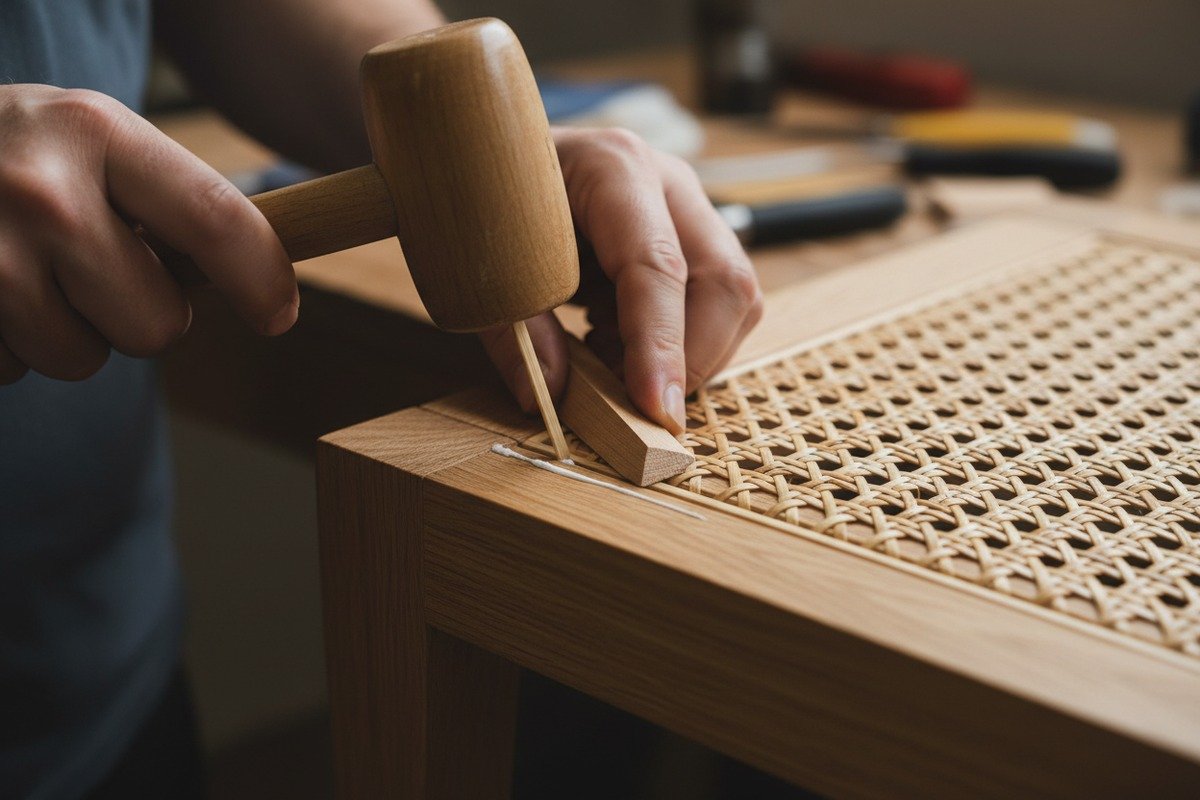 Identifying high-quality rattan cane webbing with uniform color and smooth strands for restoration (ID#4)