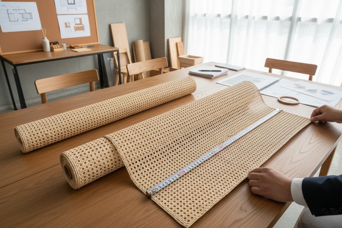 Custom-width rattan cane webbing rolls for furniture sourcing and manufacturing (ID#1)