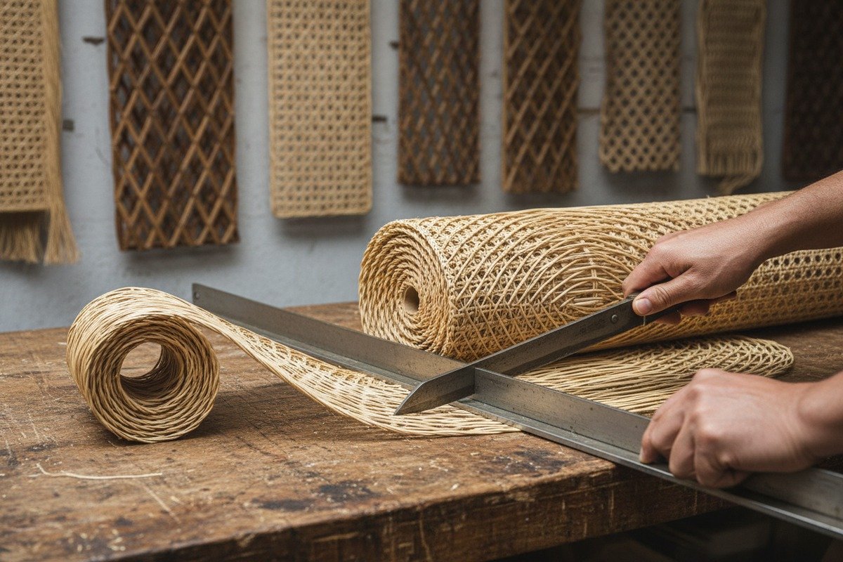 Quality control and Grade A inspection for custom-width rattan cane webbing rolls (ID#4)
