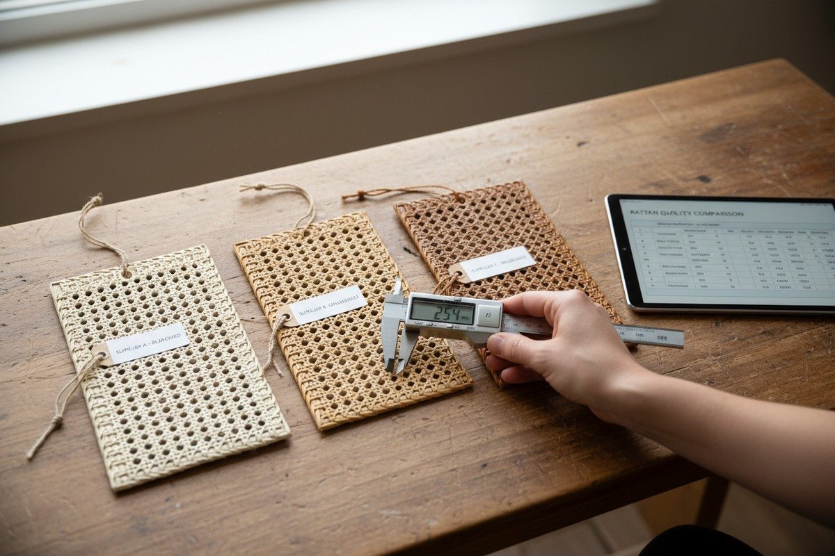 Initiating Rattan Sample Requests Initiating a sample request with detailed specifications for rattan webbing quality standards (ID#2)