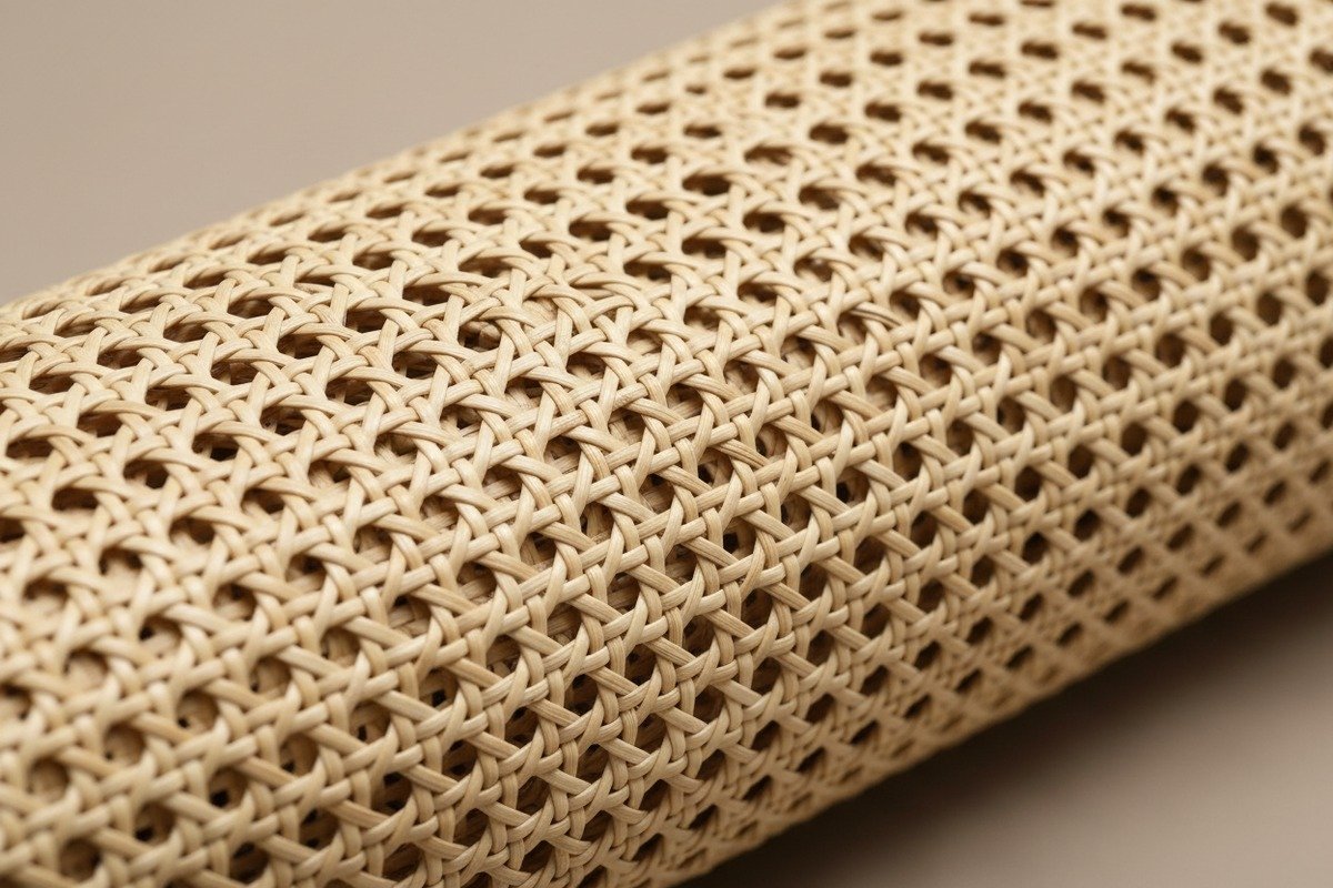 Grade A Rattan Indicators Visual indicators of Grade A rattan cane including uniform thickness and tight mesh interlacing (ID#3)