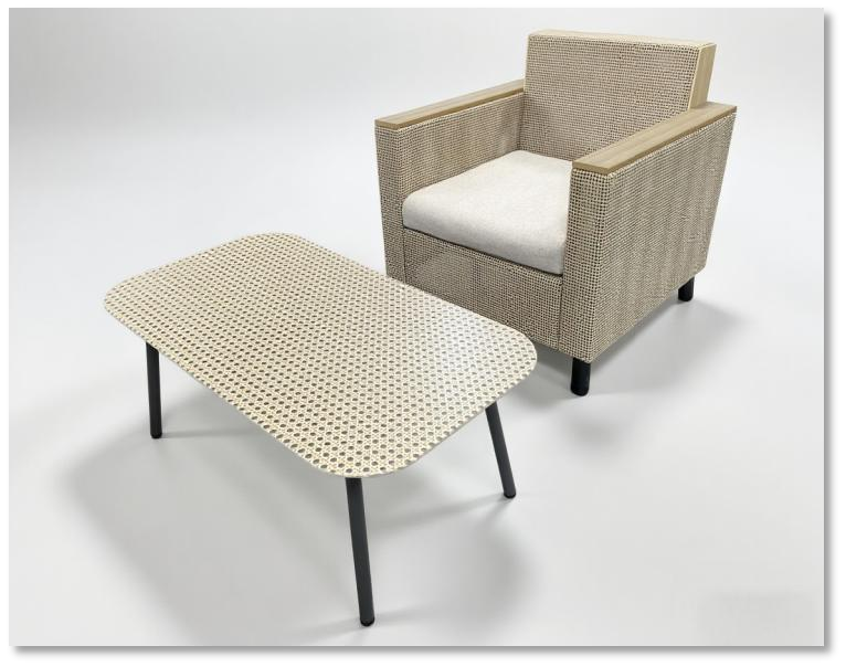Outdoor rattan webbing used in furniture panels and table applications