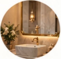 Clean guest washroom with warm lighting