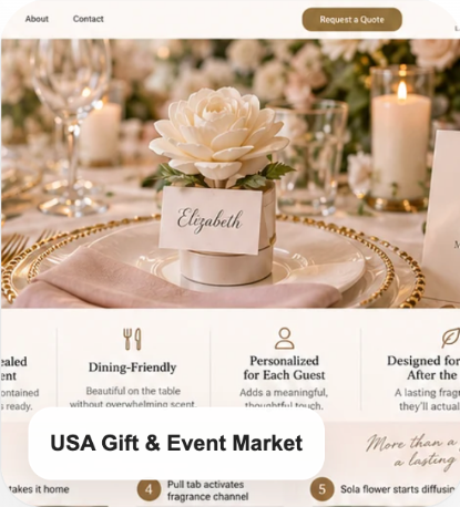 Sola flower diffuser styled on an event table